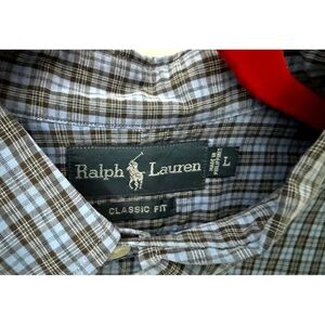 Ralph Lauren Blue and Brown Casual Button Down Shirt